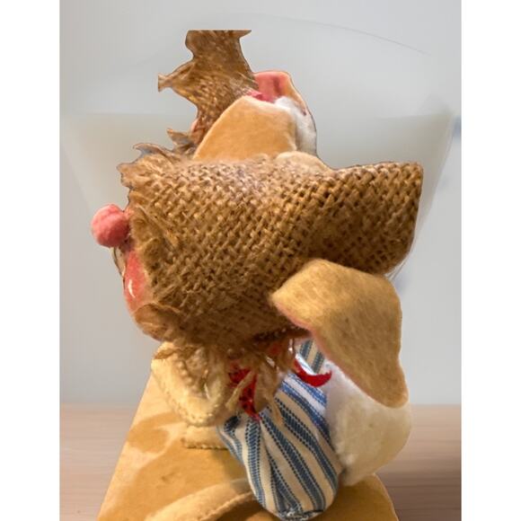 2 Vintage 1965 Annalee Country Bunny Rabbit Doll In Overalls Farmhouse Preowned - Picture 4 of 7